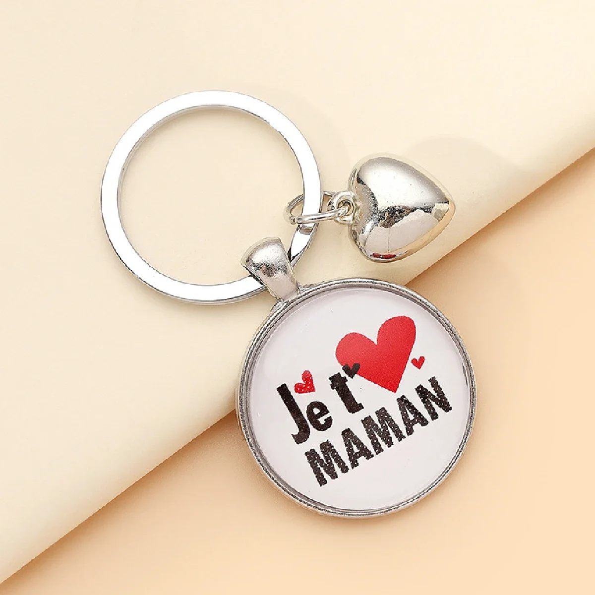 1pcs European and N Mother's Day Mother and Daughter Love Time Gem Key Ring, Glass Pendant Key Chain Birthday Gift