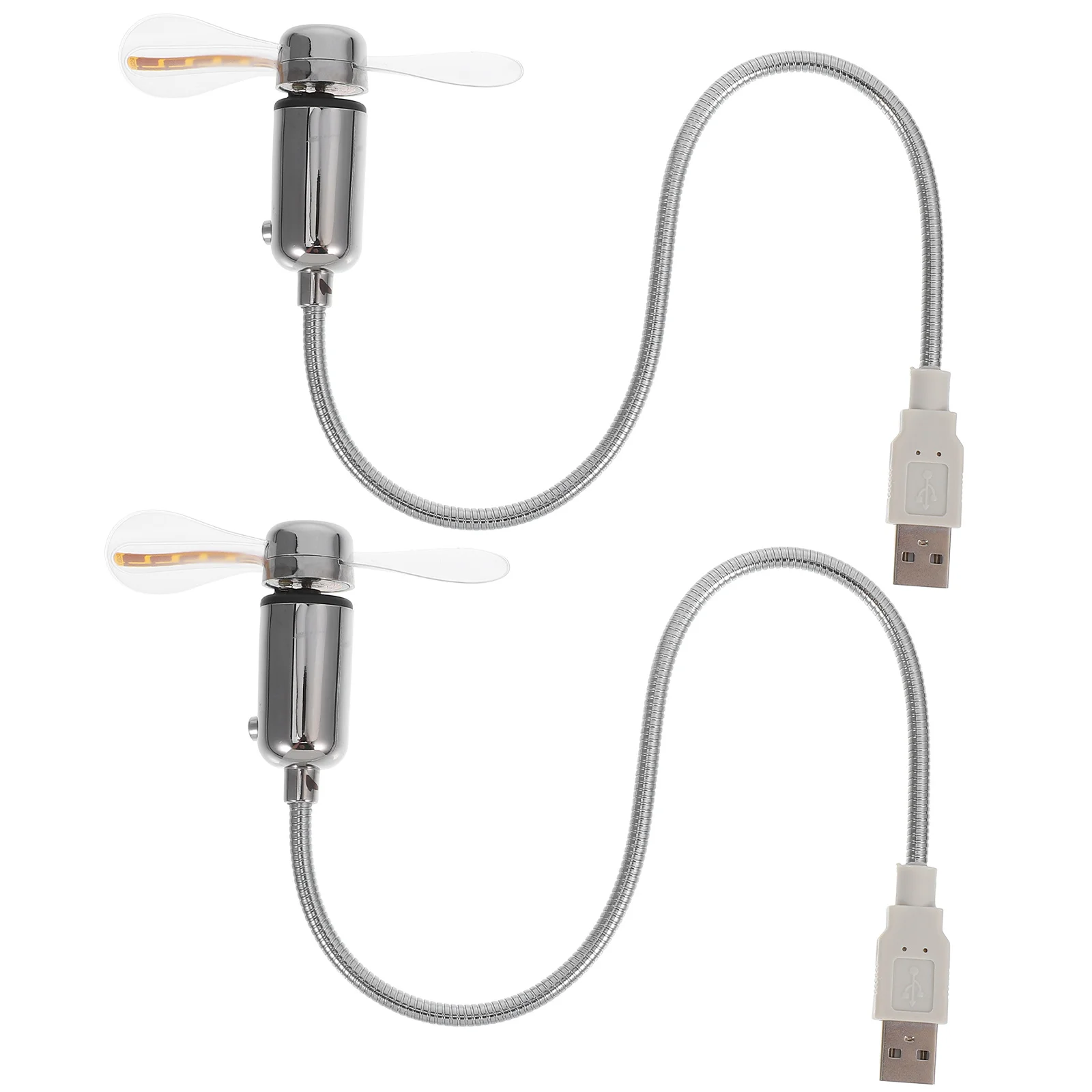 

2 PCS Colorful Fan Small USB Powered Wireless Desk Mini Silver for Cooling Portable