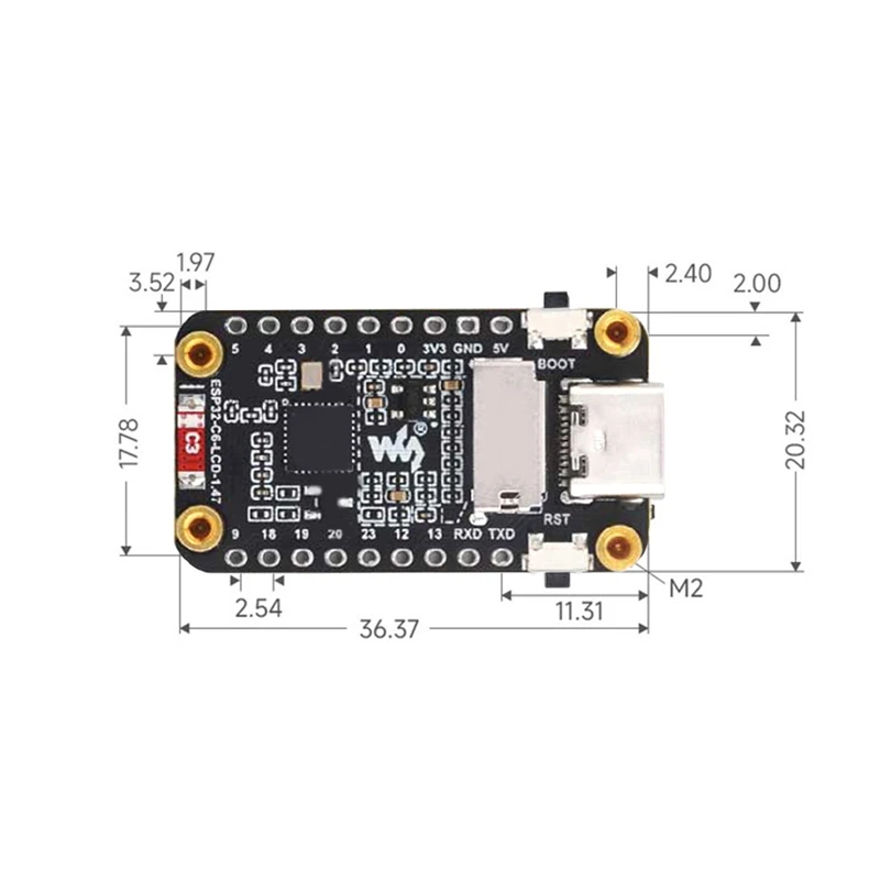 Плата разработки DN-ESP32-C6 с ST7789 1,47-дюймовым ЖК-дисплеем Wi-Fi6 LVGL HMI SD-порт и RGB-LED