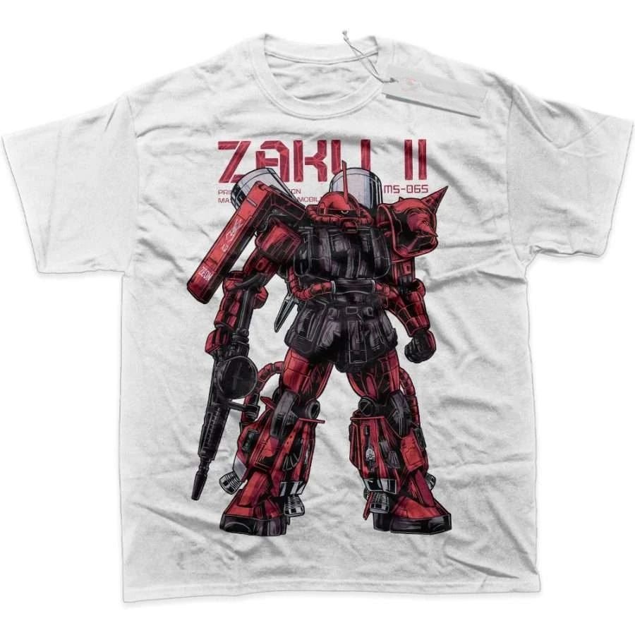 メンズ Tシャツ メンズ スポーツ Tシャツ メンズ 半袖 Tシャツ 機動戦士ガンダム 赤 黒 ザク II ロボット柄 ホワイト コットン