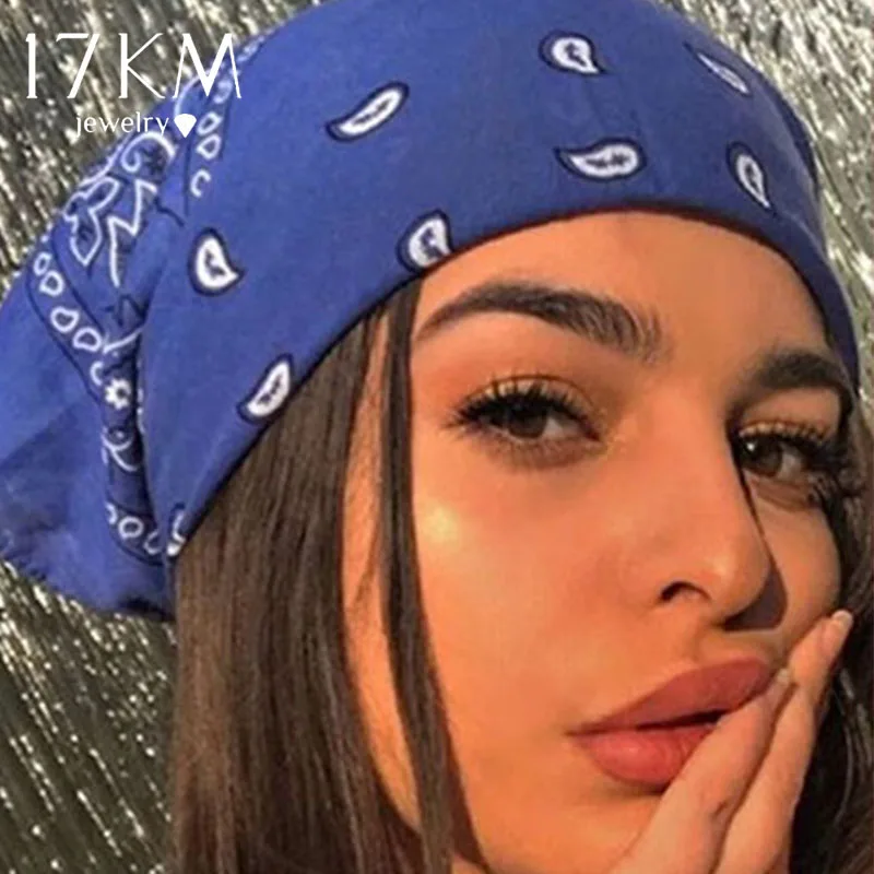 

17KM Fashion Women Bandana Scarf Girls Kids Punk Square Bandanas Headwear Bohemian Head Scarf Headbands Hair Accessories