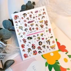 1 sheet The Powerpuff Girls New Cartoon Nail Art Stickers Nail Decals for Manicure fashion Design DIY Happy Accessories