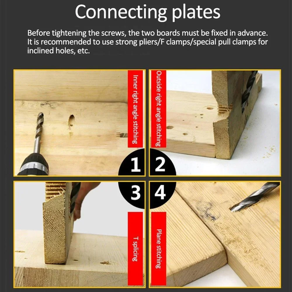 Woodworking Oblique Hole Drill Locator Pocket Hole Jig 15 Degree Angle Drill Guide Sets DIY Carpentry Tools
