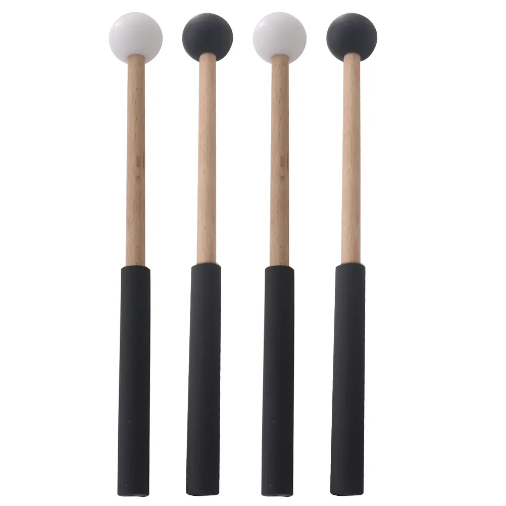 

2Pairs Classic Drum Mallets for Tongue Drum and Marimba Wooden Rubber Sticks Percussion Instrument Accessories Clear Sound