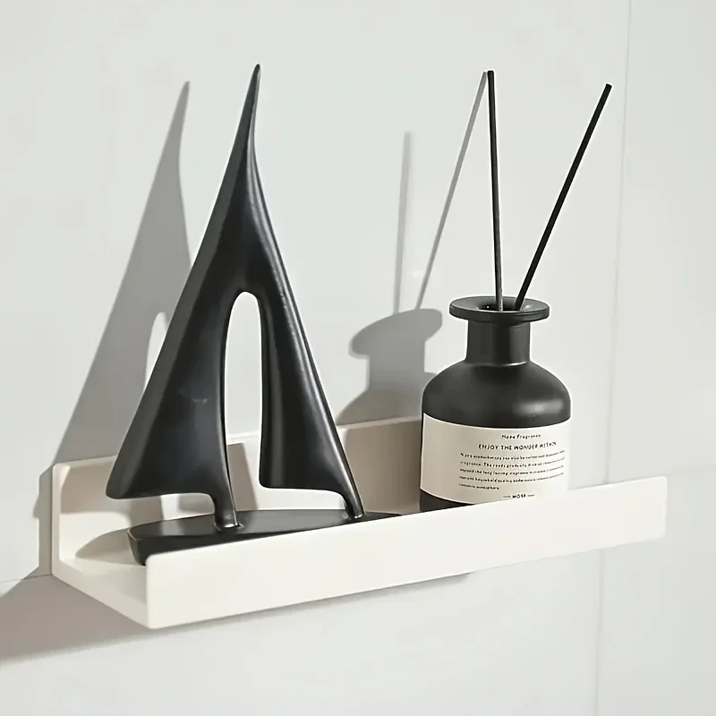 Drill-Free Plastic Wall Mount Shelves, Adjustable Structure, Classic Farmhouse and Minimalist Look, Ideal Hanging Organizer