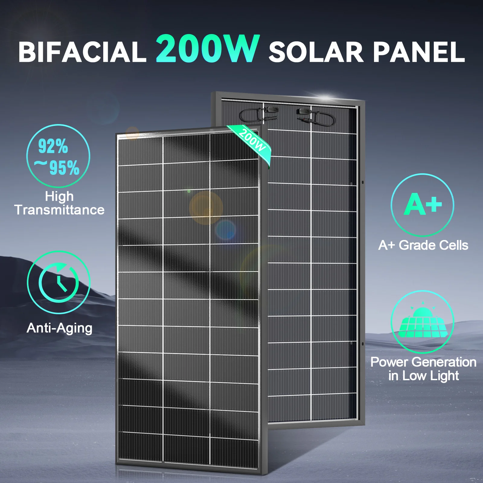 WERCHTAY 400 واط/200 واط 12 فولت لوحة مزدوجة الجوانب ألواح الأنظمة الشمسية أحادية البلورية 16BB الخلايا الشمسية الطاقة الكهروضوئية للمنزل على السطح قارب #2
