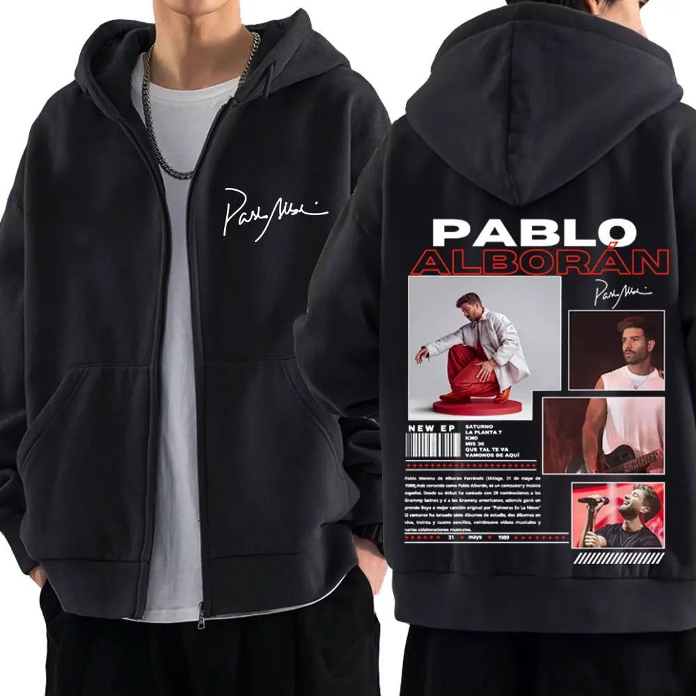 

Худи на молнии с принтом Singer Pablo Alborán Album Tour 2026, унисекс, в стиле хип-хоп, повседневное, оверсайз, винтажное, свободное, на молнии