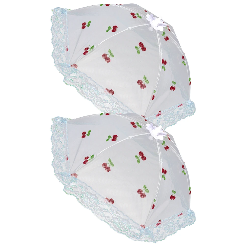 

2pcs Food Cover Outdoor Mesh Tent Foldable 70cm Diameter Dishes Protector Camping Cuisine Kitchen Table Home Use