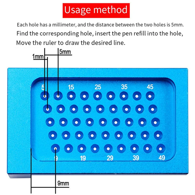 

T50 Woodworking Scriber Hole Ruler Aluminum Alloy T Ruler Woodworking Marking Ruler