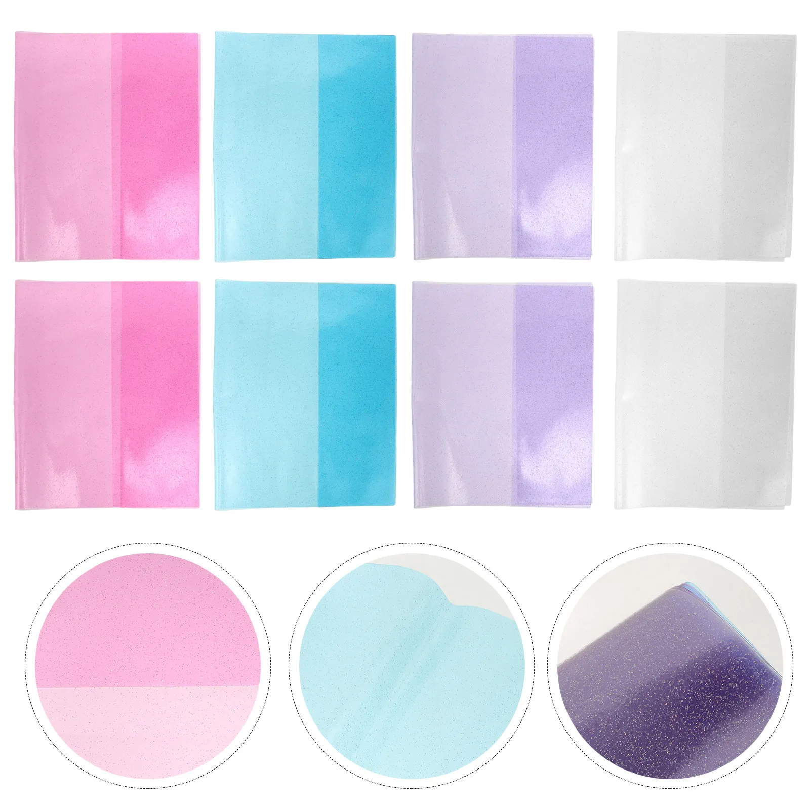 8pack-glitter-notebook-cover-transparent-jelly-planner-sleeve-waterproof-dustproof-weekly-journal-protector-diy-use