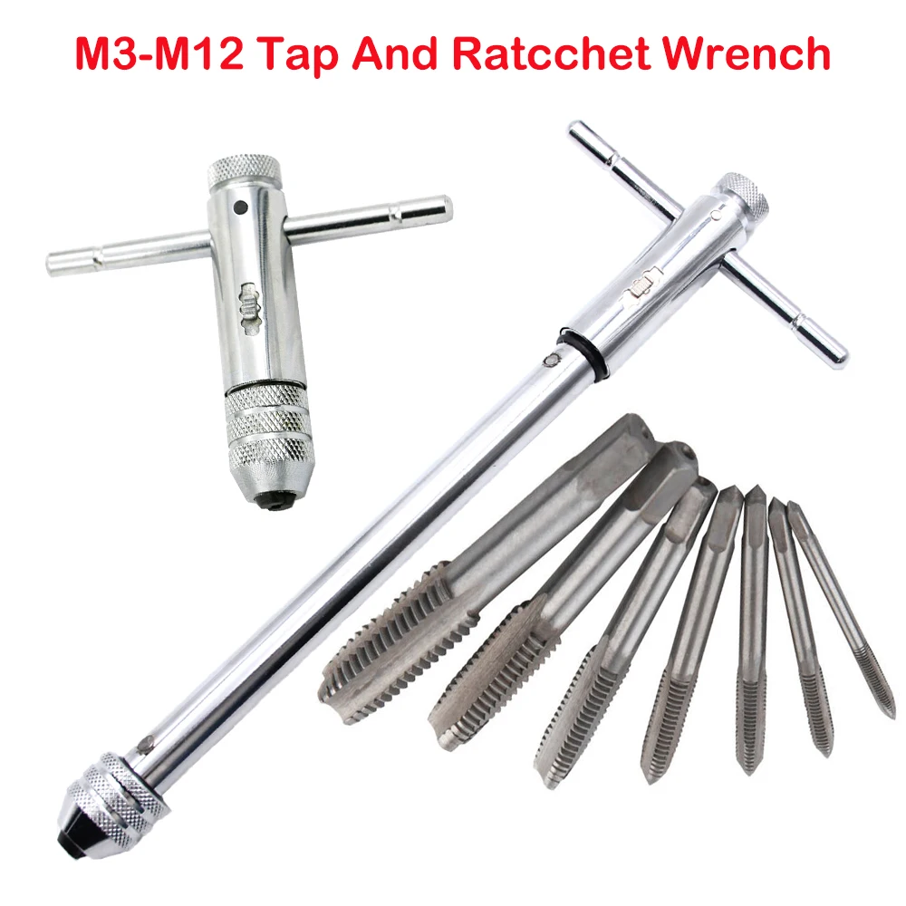 Chave de Torneira Ajustável Catraca Chave em Forma t Alongado Torneiras Spanner Lidar com Parafuso Masculino Conjunto Extrator Manual Mão Ferramenta M3-m12