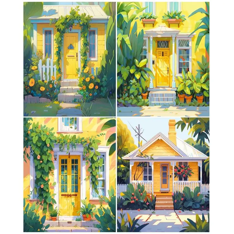 

GATYZTORY Frame Painting By Numbers Colorful Cabin Hand Painted Painting DIY Pictures By Number Acrylic Paints Diy Set Home Deco