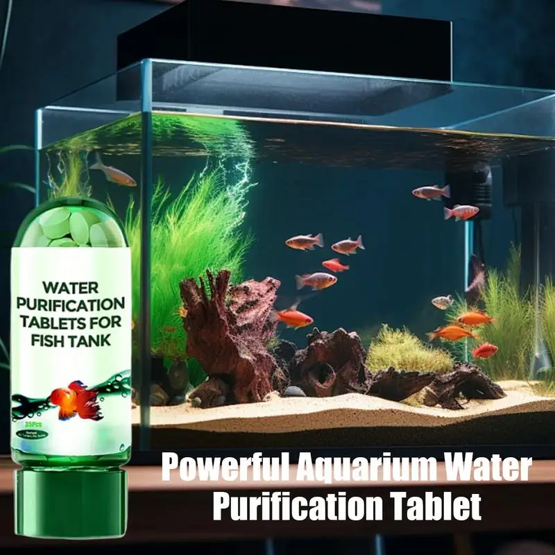 Tabletas de purificación de agua, purificador de agua ecológico para acuario, solución de limpieza de tanques de peces de acción rápida, clarificador de agua para acuario