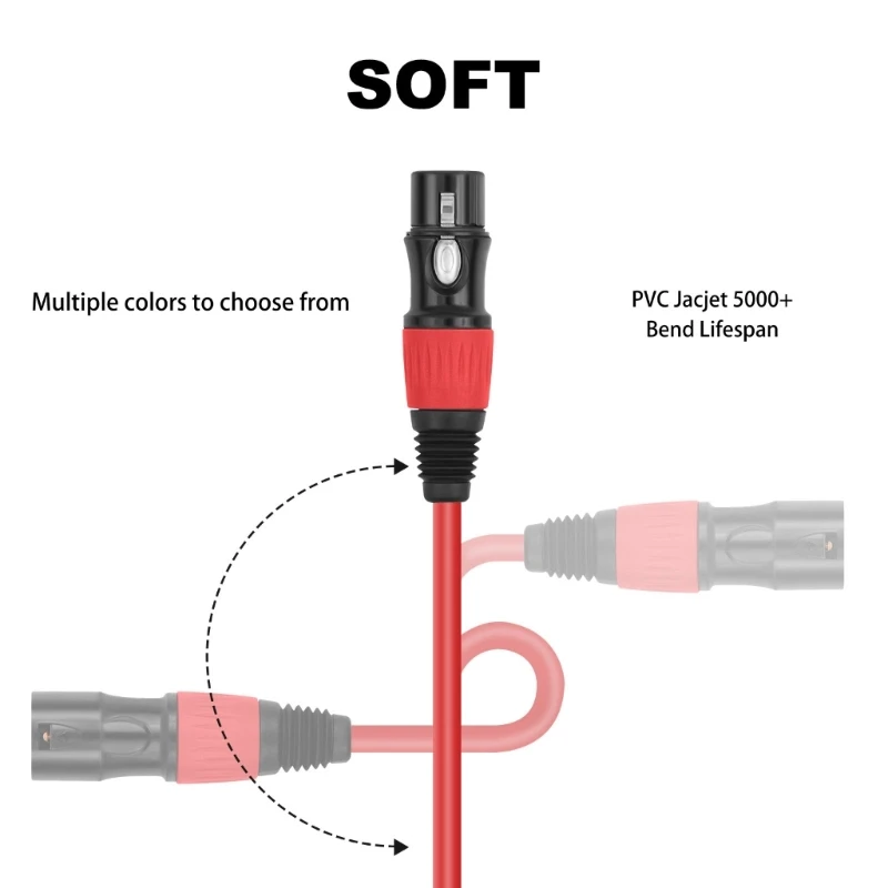 MultiColor 5Piece Microphone Cables With Gold Plate Connectors For Professional Use Wide Applications