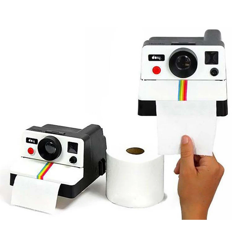 Creative Retro Camera Toilet Paper Roll Holder Wall Mounted Toilet Paper Holder Paper Dispenser for Bathroom Tissue, Plastic