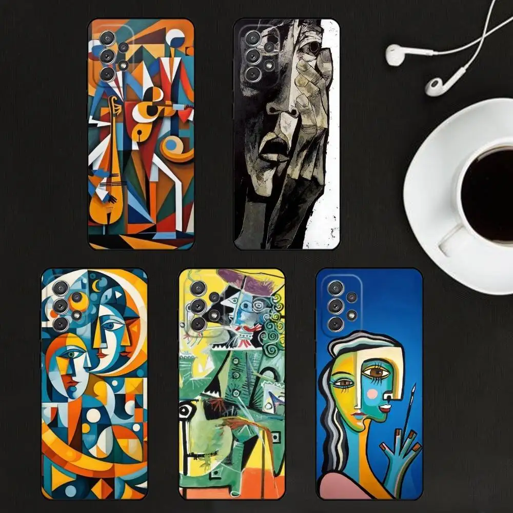 

Picasso Abstract Art Painting Phone Case For Samsung S25,S24,S21,S22,S23,S30,Ultra,S20,Plus,Soft Silicone Black Cover