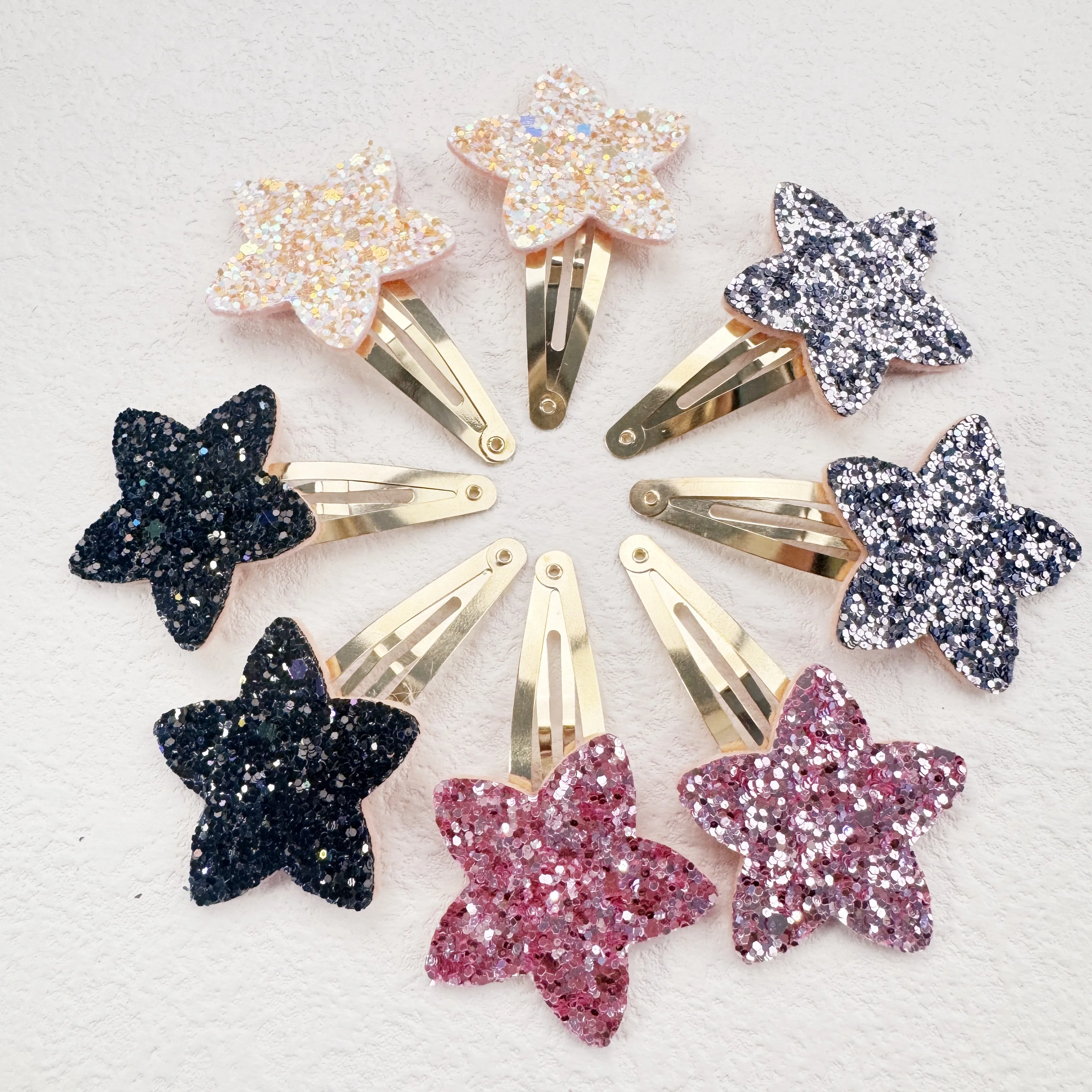 2/8pcs Sparkly Star Hair Clips Kids Glitter Star Shaped Hairpins Girls Alloy Snap Barrettes Clips Kids Children Hair Accessories