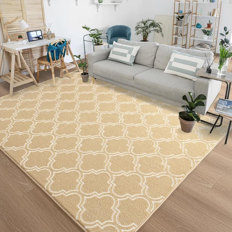 Shag Geometric Modern Area Rug for Bedroom, Memory Foam Indoor Carpet, Fluffy Rug for Living Room Bedside Room Decor