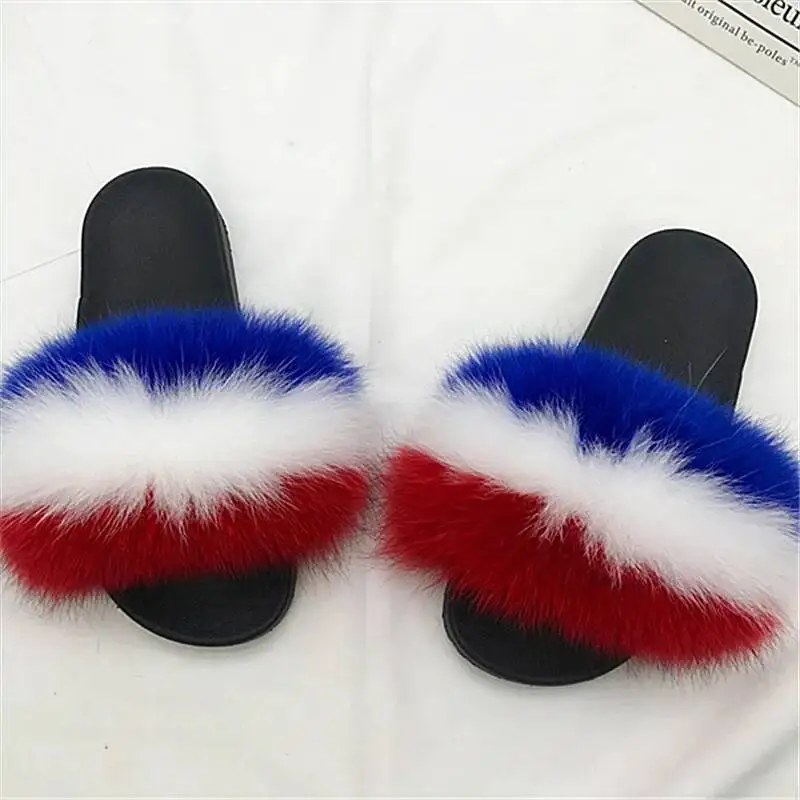 

Женские тапочки из натурального меха, летние пушистые домашние шлепанцы, модные пляжные сандалии-вьетнамки для улицы