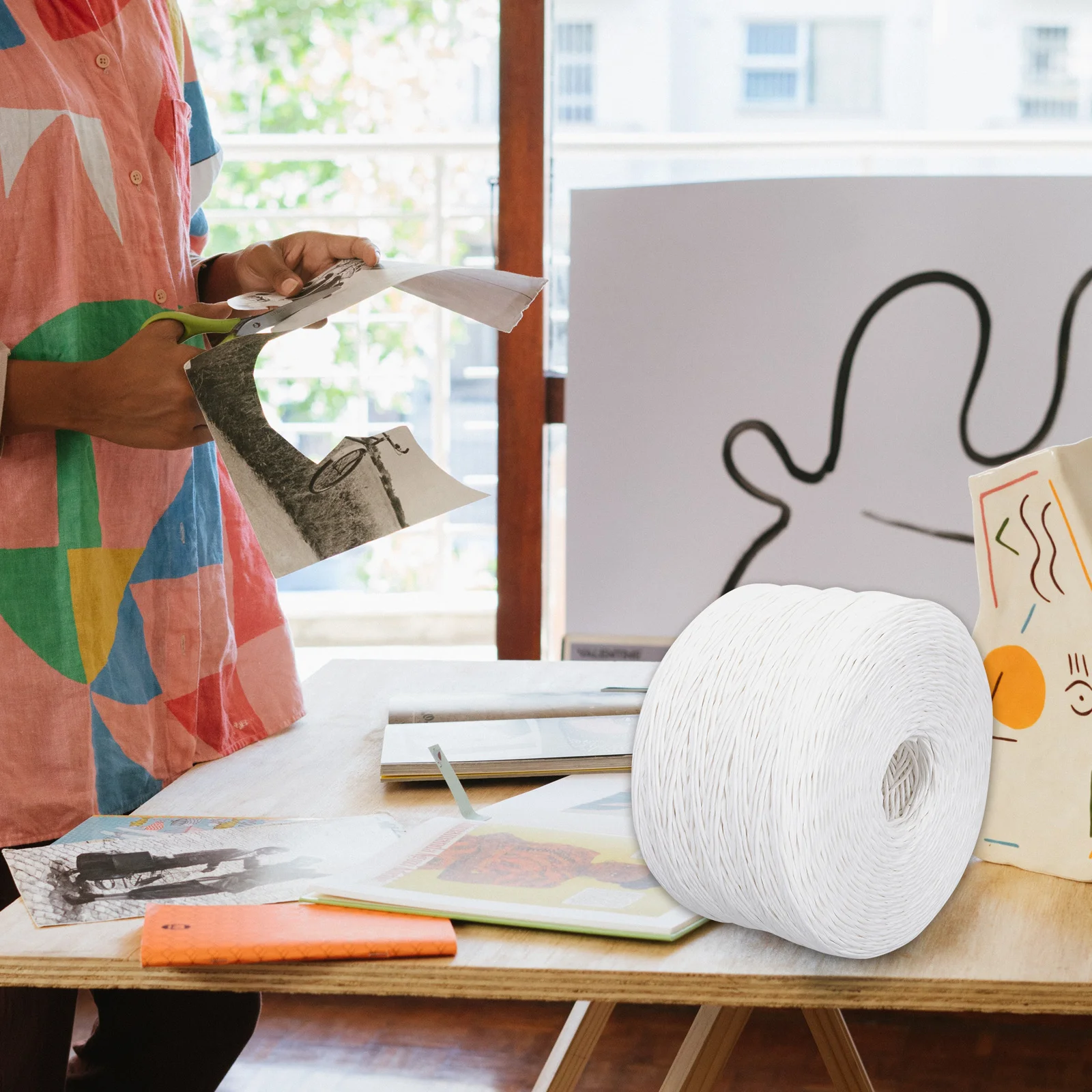 1pcs 1 Roll Kraft Paper Rope 3Mm Thick Durable Paper Twine For Diy Lampshade Gift Wrapping Vase Weaving Craft Packing Ribbon