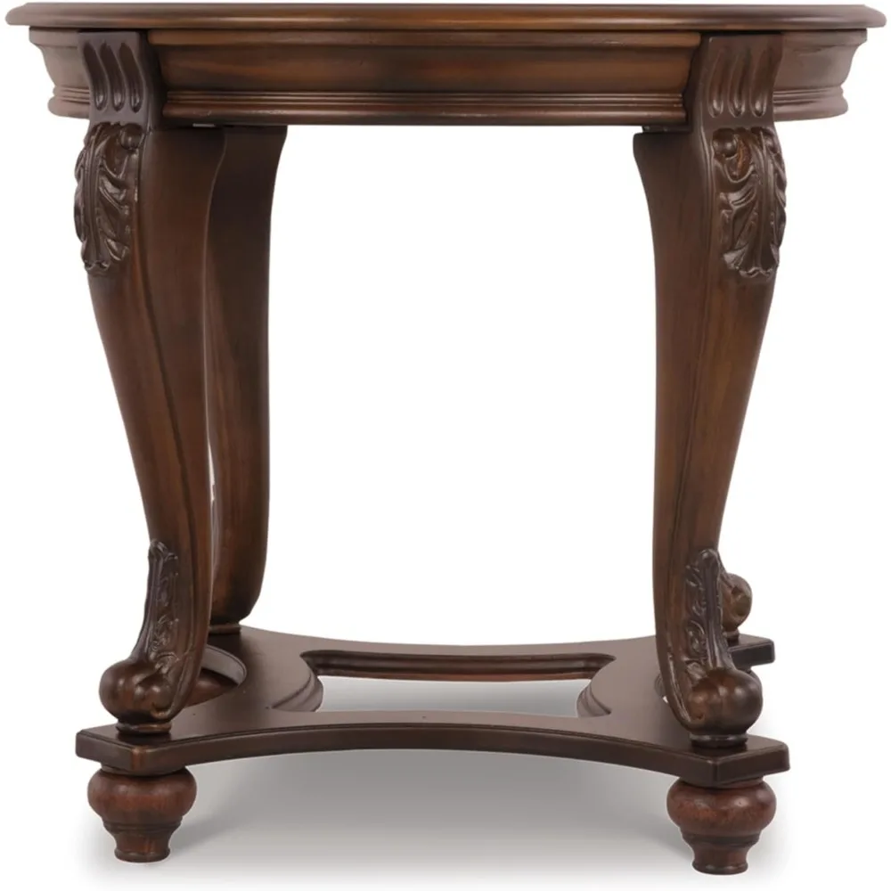 Norcastle Traditional Round End Table, Dark Brown