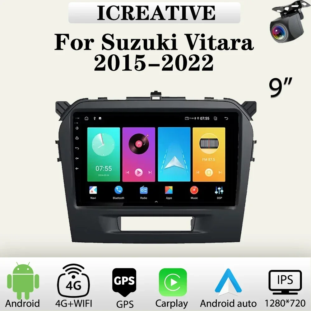 

Автомобильный радиоприемник Android для Suzuki Vitara 2015-2022 9 дюймов, мультимедийный плеер Carplay, 2Din, автомобильная стереосистема, головное устройство, навигация, GPS