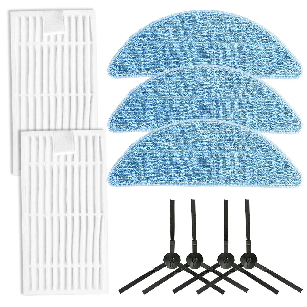 High Performance Accessories Pack for ILIFE G9/G9PRO/V9/V9PRO Featuring Filters Mop Cloths & Side Brushes for Deep Clean