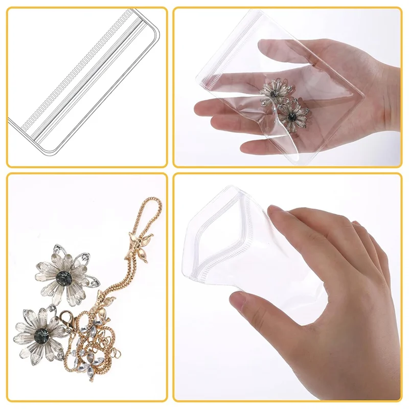 

AS94-80 Pcs Jewelry Bags PVC Plastic Packing Storage Pouch Self Seal Jewelry Pouch Zipper Bag Anti Oxidizing Lock Pouches