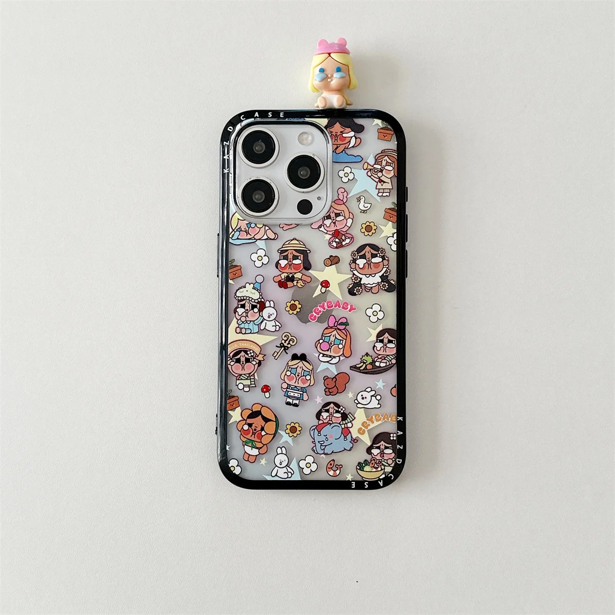 

Cute 3D Cartoon Girl Phone Case For iPhone 16 Pro 15 14 13 Pro Max Protective Cover Korean Lovely Hard Cases Capa