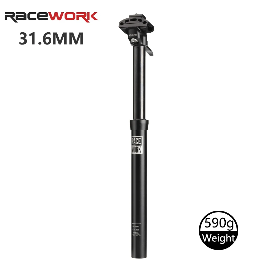 ブラック アルミ ドロッパーシートポスト RACEWORK MTB ドロッパーシートポスト 27.2/30.9/31.6 ミリメートル