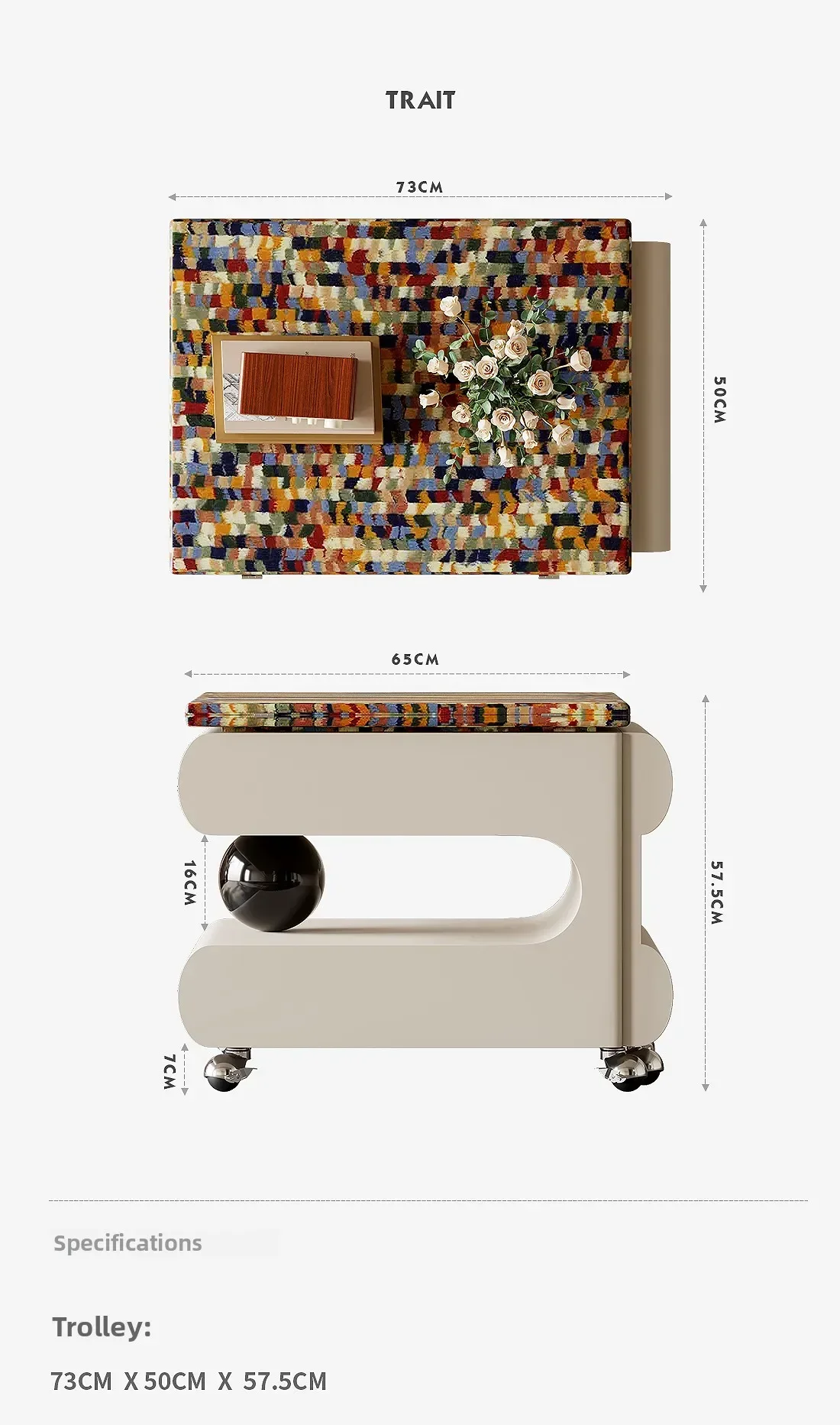 Table basse pliante mobile, table d'appoint multifonctionnelle et créative avec chariot rétractable