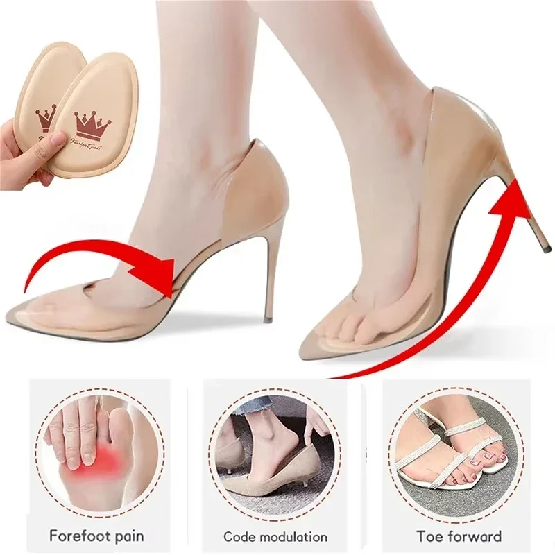 1/2pairs Vrouwen Voorvoet Pad Hoge Hakken antislip Pijnbestrijding Insert Halve Inlegzolen Ademend Zweetabsorberende Voet Pads voor Schoenen