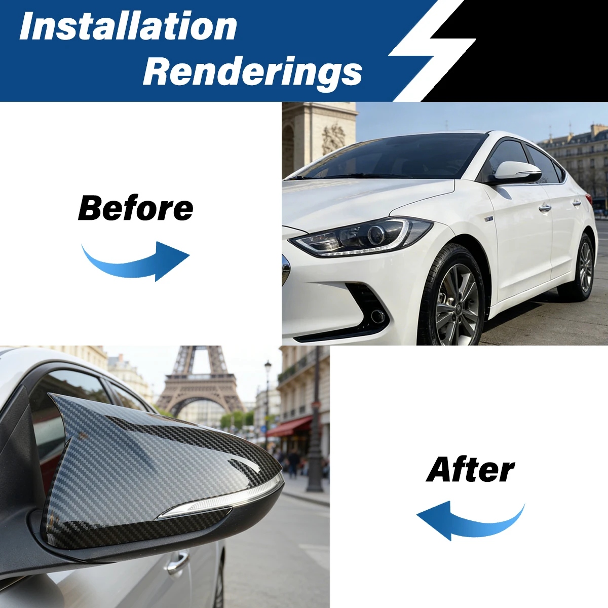 For Hyundai Elantra Leading AD 2016 2017 2018 2019 2020 Gloss Black Rearview Side Mirror Cover Car Exterior Tuning Accessories