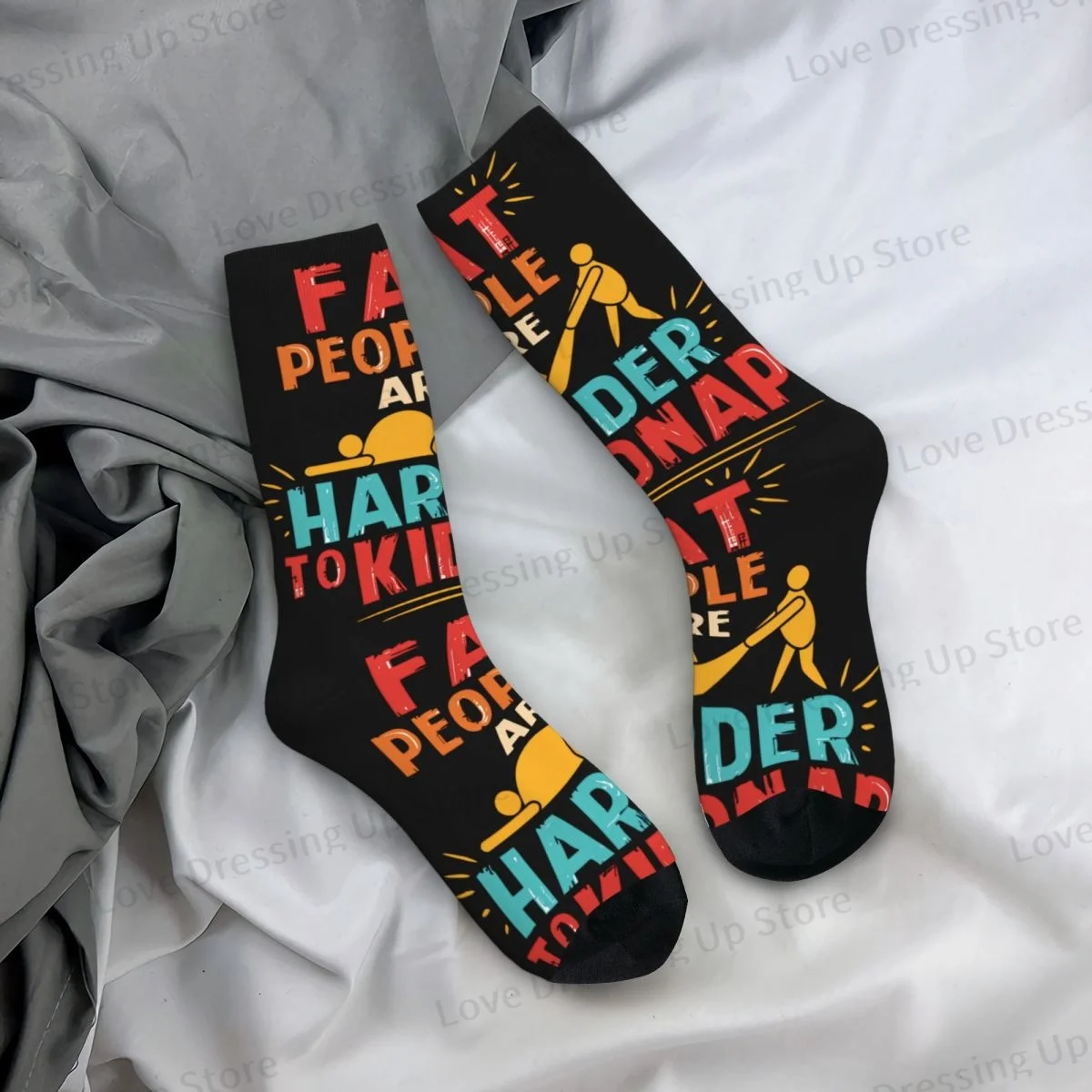 Fat People Are Harder To Kidnap Men Women Socks Cycling Novelty Suitable for all seasons Stockings Gift