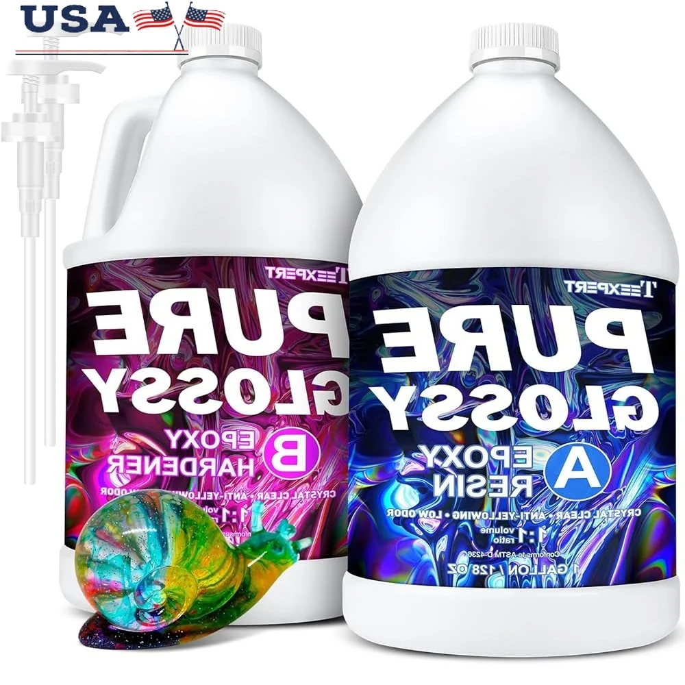 

Epoxy Resin Kit Pure Glossy Crystal Clear 2 Gallon Self Leveling Bubble Free Anti Yellowing Art Crafts Jewelry Coating