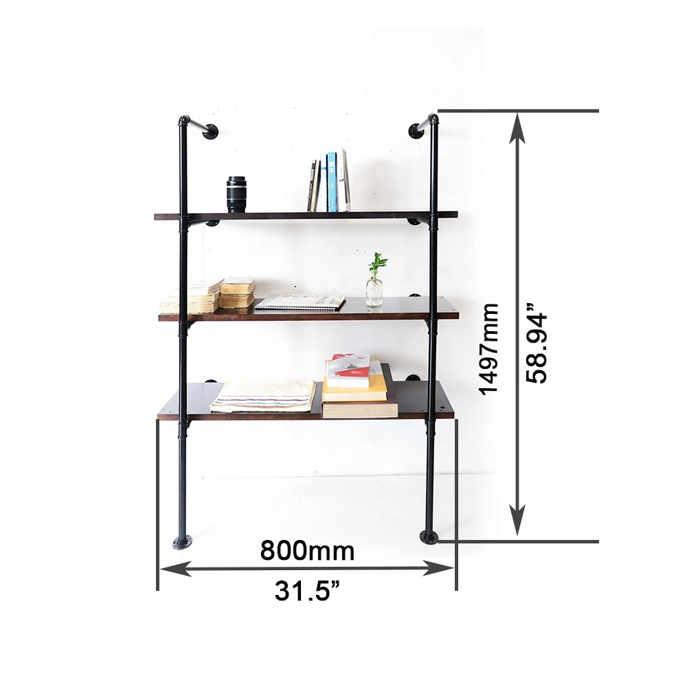 Kitchen Industrial Pipe Book Shelf Display Racks Storage Holders & Racks Black Metal Iron Multifunction Kitchen Stand Newly 1pcs