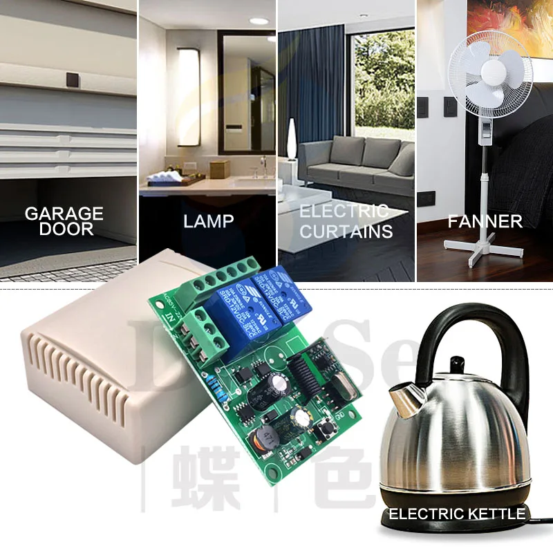 433Mhz Universele Draadloze Afstandsbediening AC220V 2CH Rf Relais Ontvanger En Zender Voor Universele Garagedeur En Gate Control