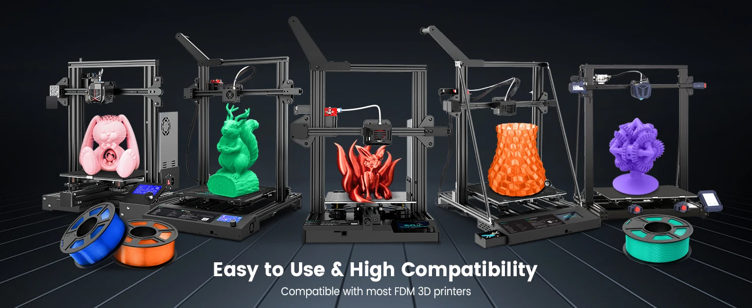 JAYO 3D PETG/PLA/PLA+ Filament 1.75mm +/-0.02mm PLA Filament 5 Rolls For Bambu FDM 3D Printer Neatly Wound 3D Printing Material