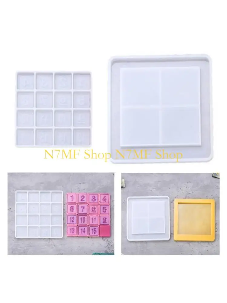 

N7MF 2PCS/SET Цифровая головоломка Кристаллическая эпоксидная смола Номер плесени головоломки игры Силиконовая плесень