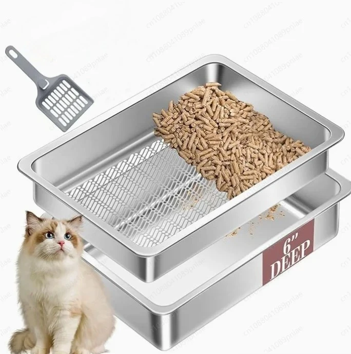 New Stainless Steel Litter Box, Removable Filter Cat Litter Box, Open Cat Toilet