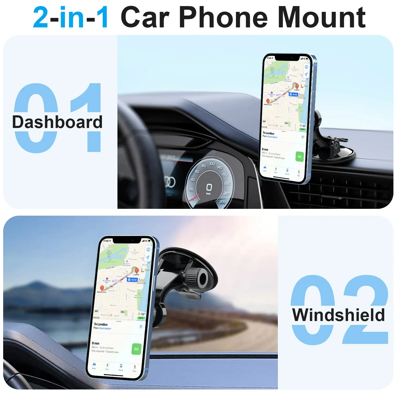 GEFENSI Universal Magnetic Car Phone Holder Mount Suction Cup Magnet Mobile Cellphone Support Stand For Android/ IPhone 13 14 15