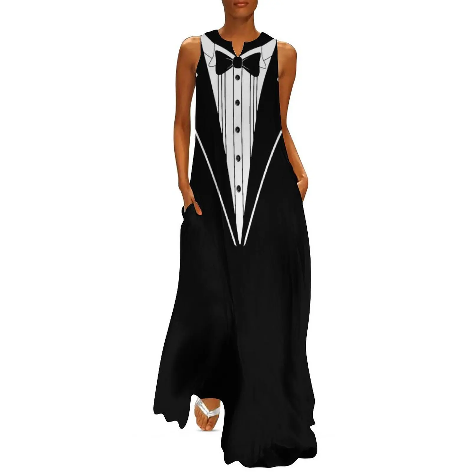 

Tuxedo Long Dress long sleeve dress Women"s summer dress