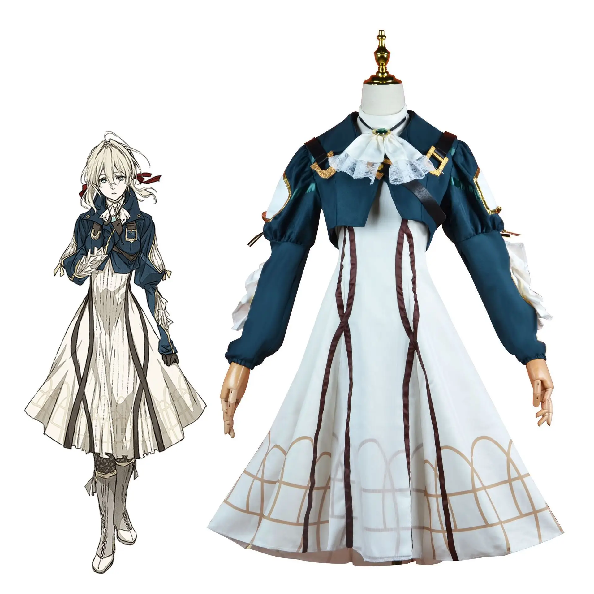 Disfraz de Anime Violet Evergarden para mujer, vestido de sirvienta de princesa de alta calidad, falda de graduación de Carnaval de Halloween, peluca