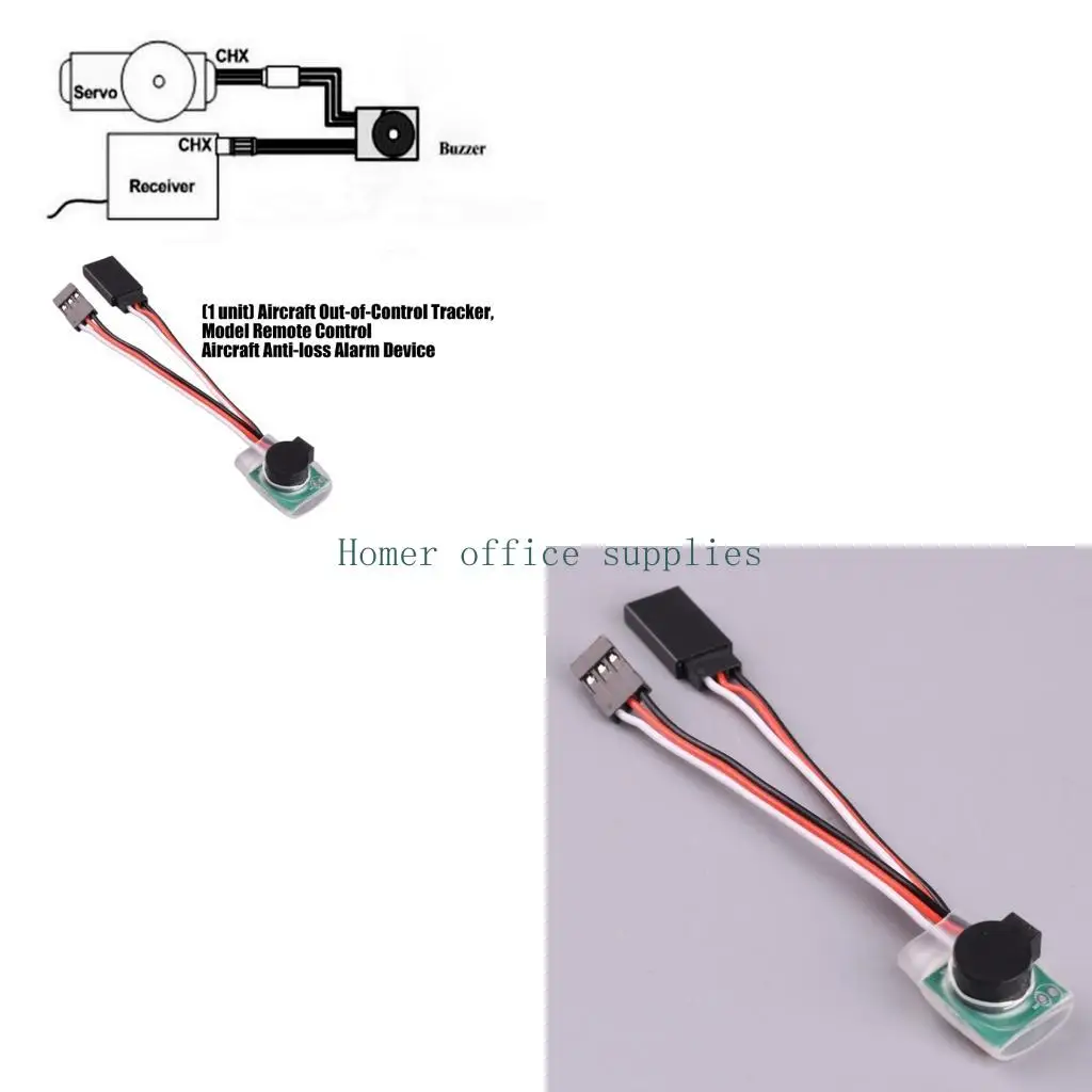 K43B Airplanes Signal-Loss Alarm, Lost Alarm Compactly Module with Integrated Round Buzzers and 2/3-Wire Connectors for Receiver
