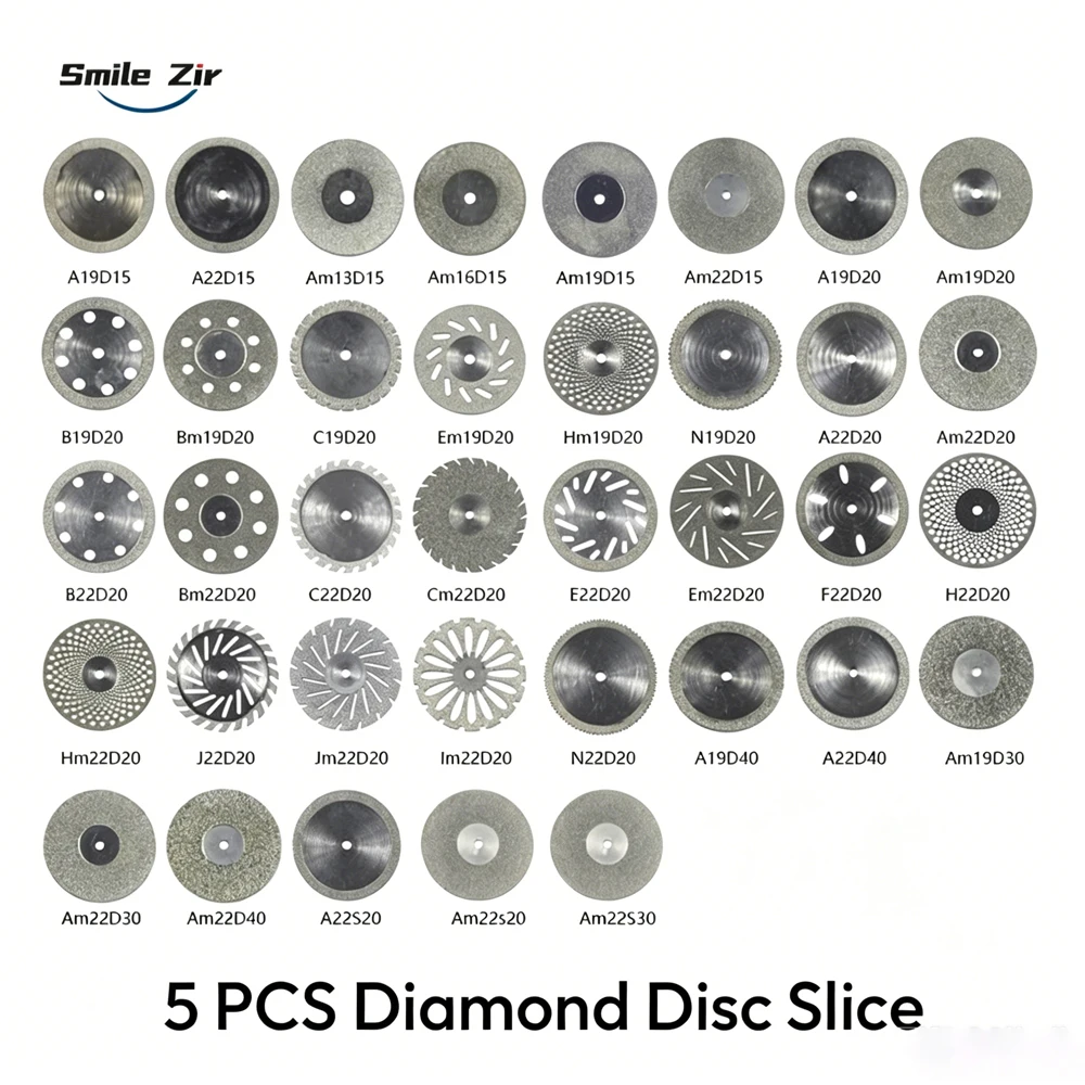 5pcs Dental Diamond Disc Disk Extra-thin Double Sided 0.25mm Thickness Grit Cutting Disc Dental Lab Ceramic Dentist Polisher