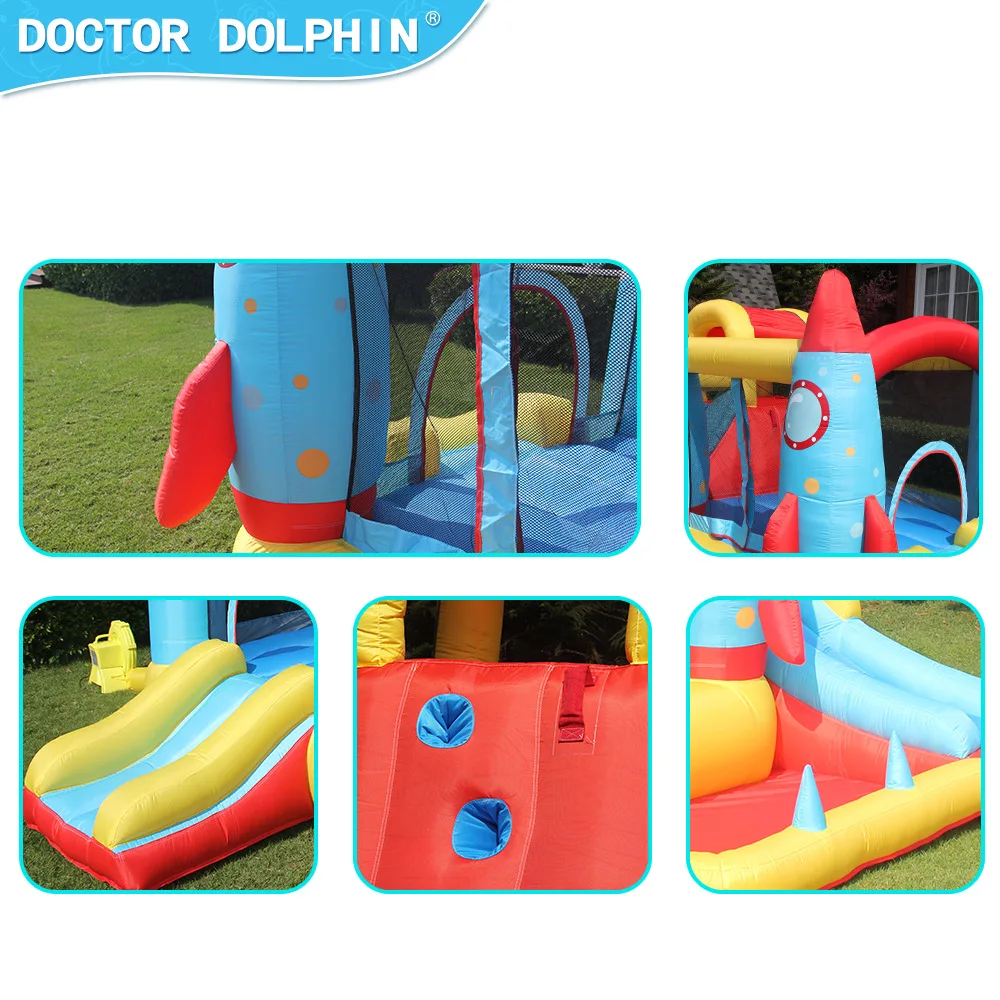 Doctor Dolphin Inflatable Bounce House With Ball Pit Slide Jumping Castle For Kids With Blower Kids Birthday Gift Wedding House