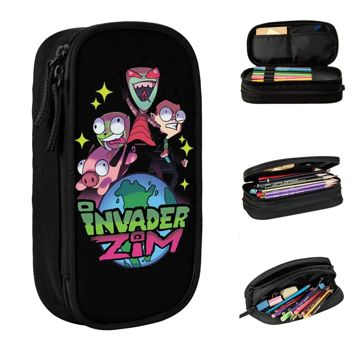 Invader Zim Pencil Cases Lovely Conqueror Pen Bags for Student Big Capacity Students School Gifts Pencil Box