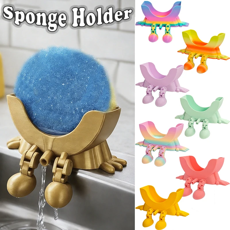 

Sponge Holder with Drain, Sponges Soap Holder Drying Rack Adjustable Drain Rack Holder Kitchen Storage Organizer
