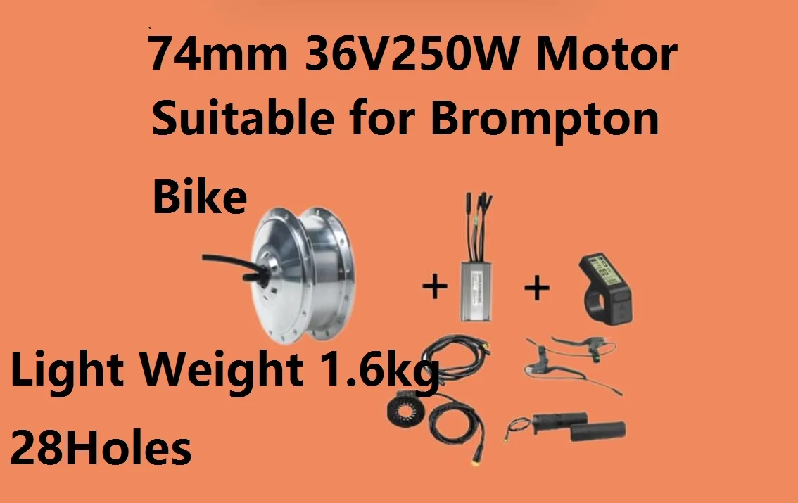 DIY  Hub Motor 16inch 349 Rim Brompton  36V250W Front Hub Motor Brushless Gear Fork Size 74mm 28holes