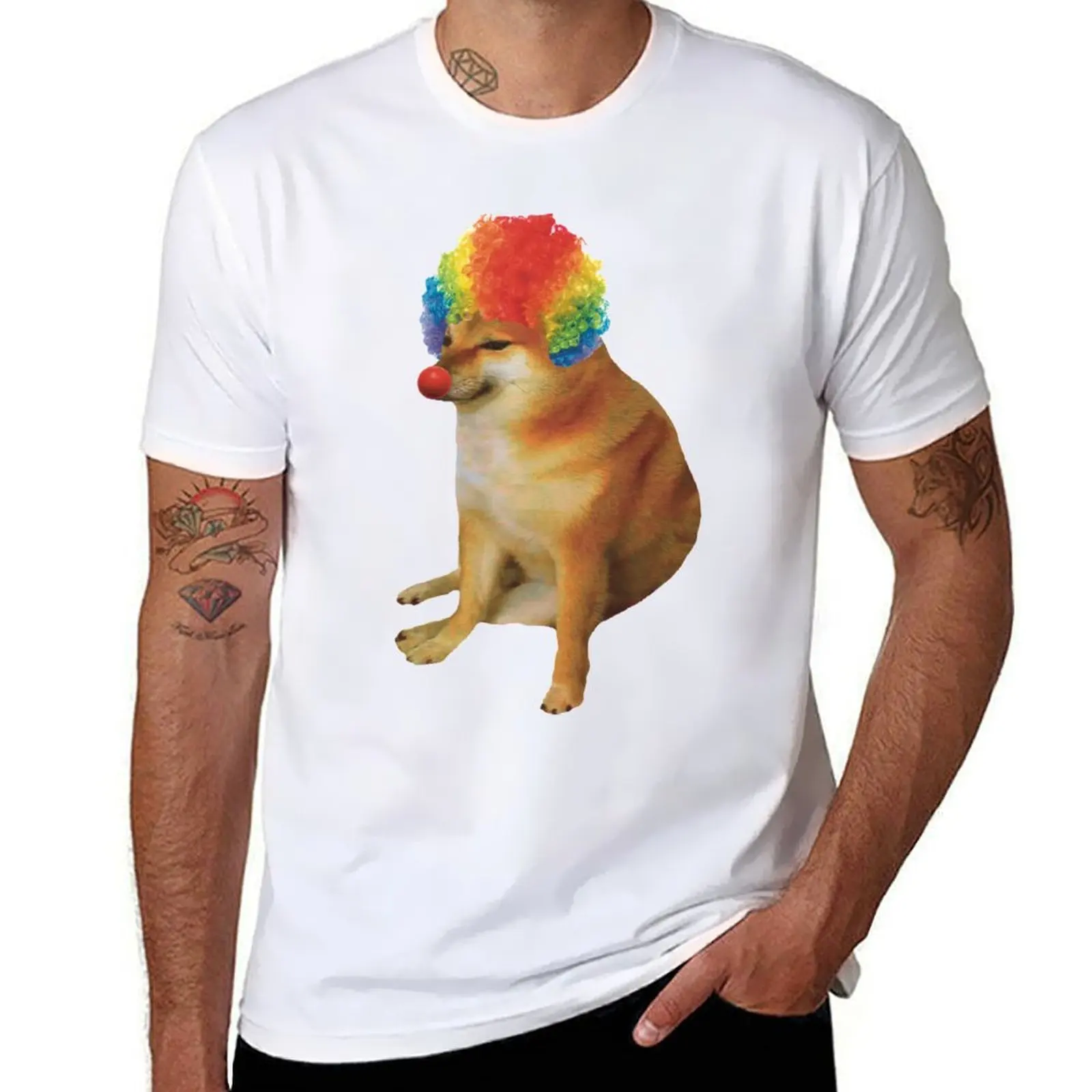 

Cheems Doge Clown T-Shirt t shirts cotton 100% t shirt personalised T-Shirt
